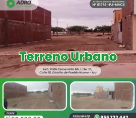 Venta terreno Urb. Valle Esmeralda Ica