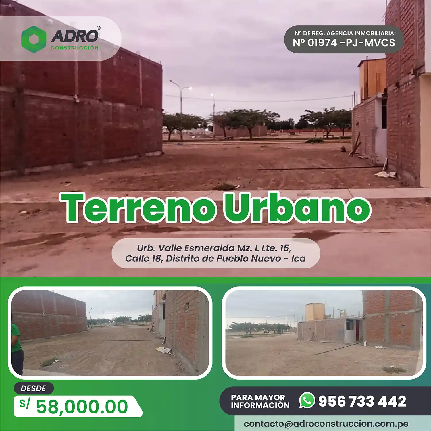 Venta terreno Urb. Valle Esmeralda Ica
